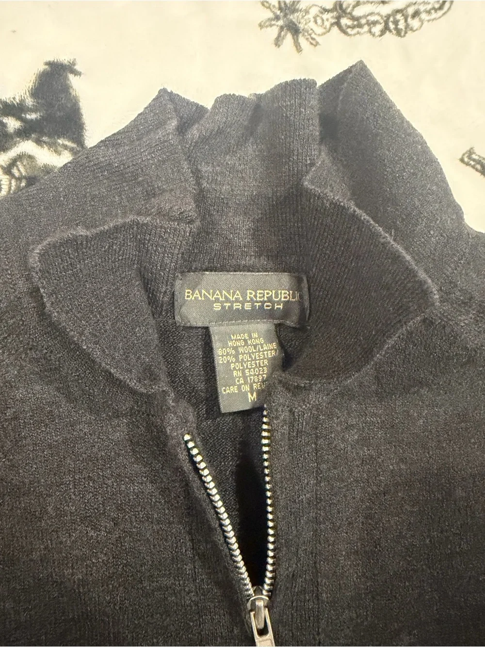 Banana Republic Men's Charcoal Zip-Neck Sweater
